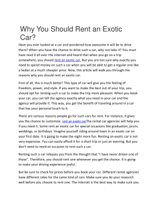rent an exotic car