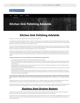 Kitchen Sink Polishing in Adelaide