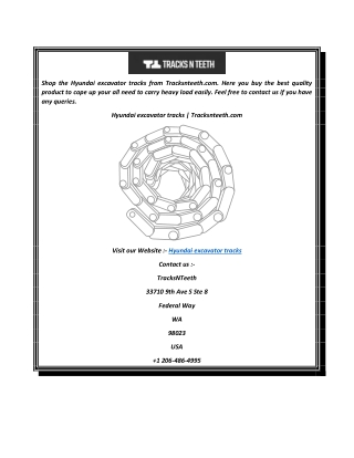 Hyundai excavator tracks  Tracksnteeth.com
