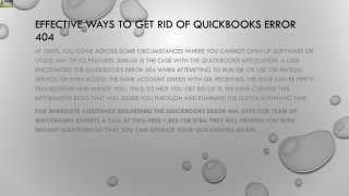 A Quick and easy method to resolve QuickBooks Error 404