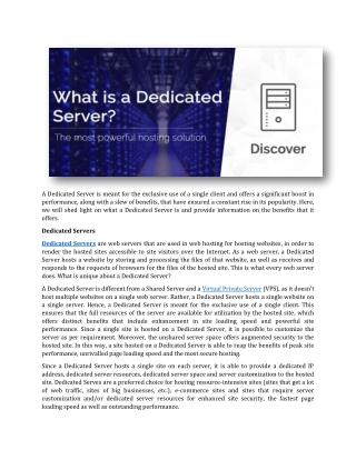 What Is a Dedicated Server