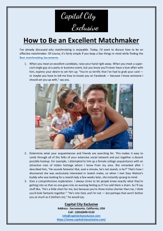 How to Be an Excellent Matchmaker