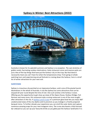 Sydney in Winter: Best Attractions (2022)