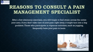 Reasons to Consult a Pain Management