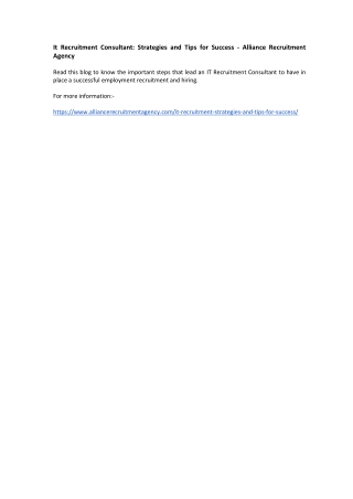 it recruitment consultant
