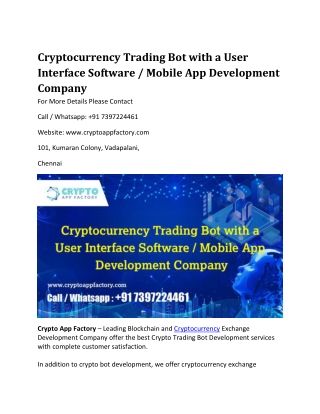 Cryptocurrency Trading Bot with a User Interface Software