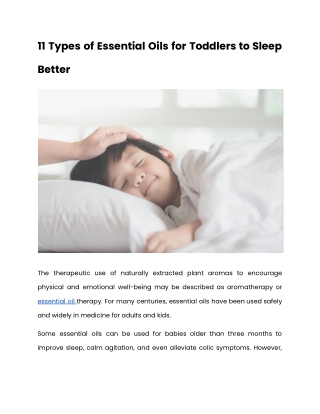 11 Types of Essential Oils for Toddlers to Sleep Better