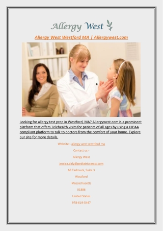 Allergy West Westford MA | Allergywest.com