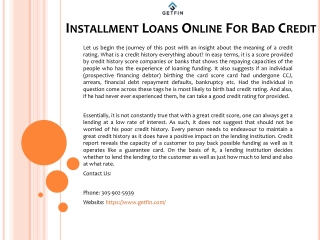 Installment Loans Online For Bad Credit