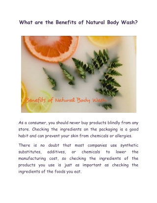What are the Benefits of Natural Body-Wash