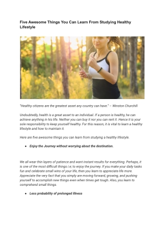 The 3 Five Awesome Things You Can Learn From Studying Healthy Lifestyle You Need