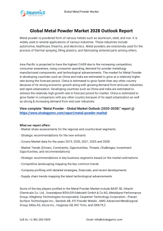 2021 Metal Powder Industry Global Analysis Report