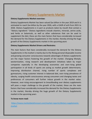 Dietary Supplements Market PDF
