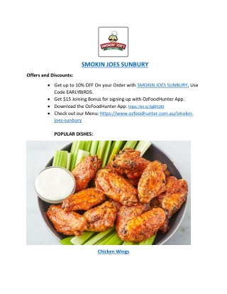 $5 off – Smokin Joes Sunbury Takeaway Menu, VIC