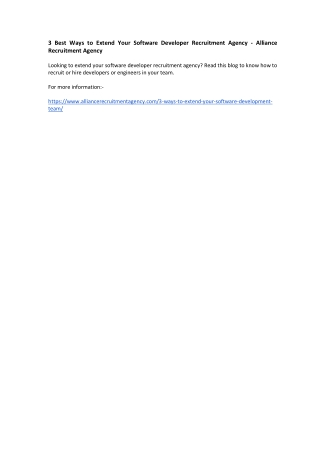 1 software developer recruitment agency