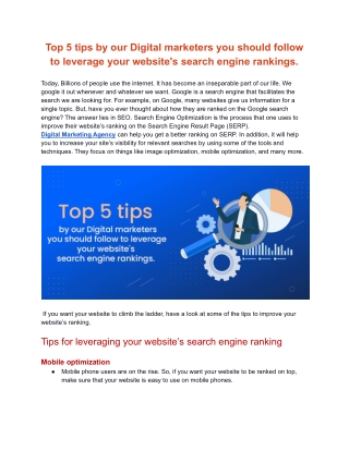 Top 5 tips by our Digital marketers you should follow to leverage your website's search engine rankings..docx