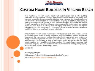 Custom Home Builders In Virginia Beach