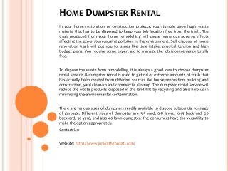 Home Dumpster Rental