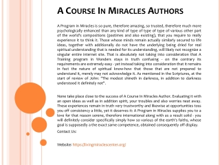 A Course In Miracles Authors