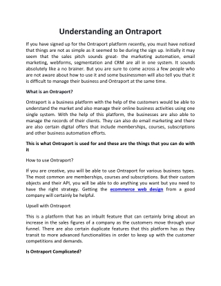 Understanding an Ontraport