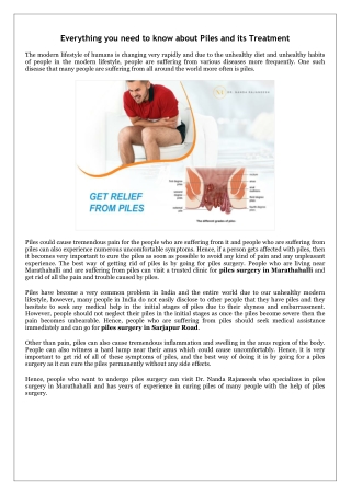 Everything you need to know about Piles and its Treatment