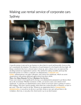 Making use rental service of corporate cars Sydney