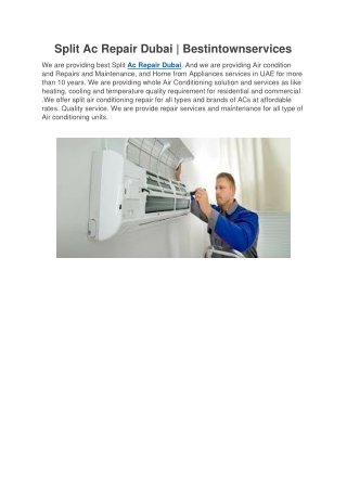 Split Ac Repair Dubai | Bestintownservices