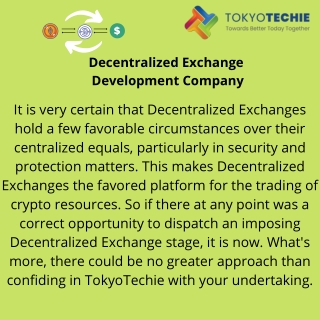 Decentralized Exchange development company in india | TokyoTechie