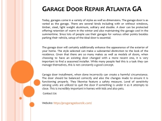 Garage Door Repair Atlanta GA