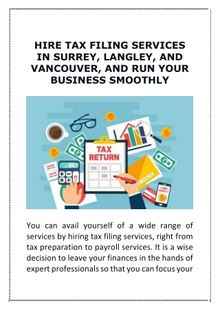 Hire tax filing services in Surrey, Langley, and Vancouver, and run your business smoothly