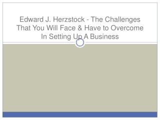 Edward J. Herzstock - The Challenges That You Will Face & Have to Overcome In Setting Up A Business