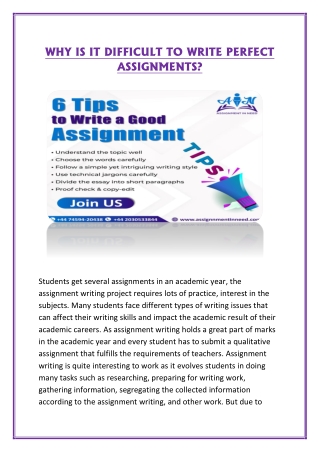WHY IS IT DIFFICULT TO WRITE PERFECT ASSIGNMENTS