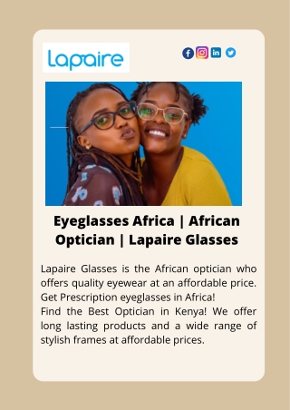 Eyeglasses Africa  African Optician  Lapaire Glasses