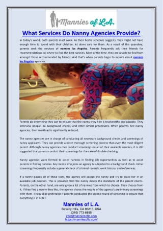 What Services Do Nanny Agencies Provide