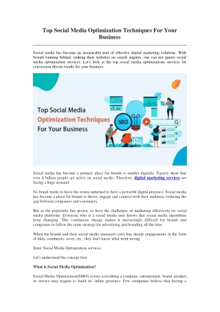 Top Social Media Optimization Techniques For Your Business