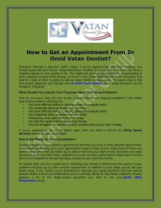 How to Get an Appointment From Dr Omid Vatan Dentist?