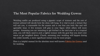 The Most Popular Fabrics for Wedding Gowns