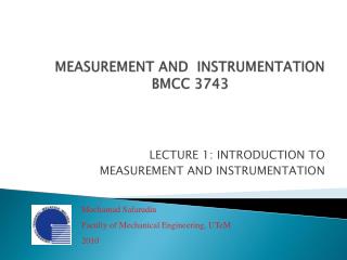 MEASUREMENT AND INSTRUMENTATION BMCC 3743