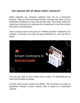 Can anyone tell all about smart contracts