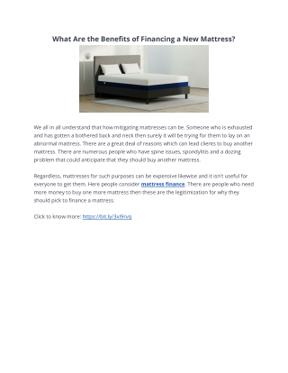 What Are the Benefits of Financing a New Mattress?