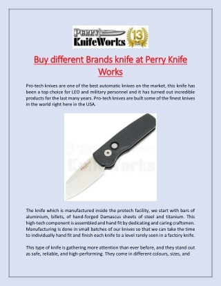 Buy different Brands knife at Perry Knife Works