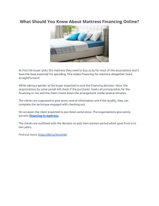What Should You Know About Mattress Financing Online?