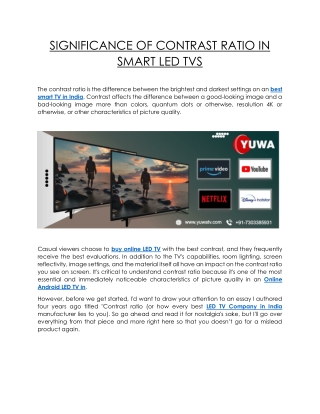 SIGNIFICANCE OF CONTRAST RATIO IN SMART LED TVS