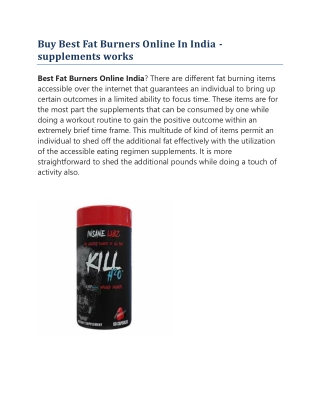 Buy Best Fat Burners Online In India - supplements works