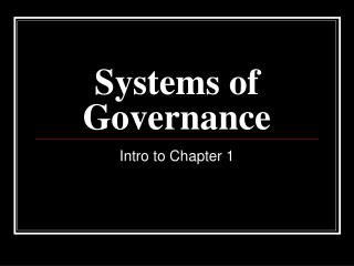 Systems of Governance