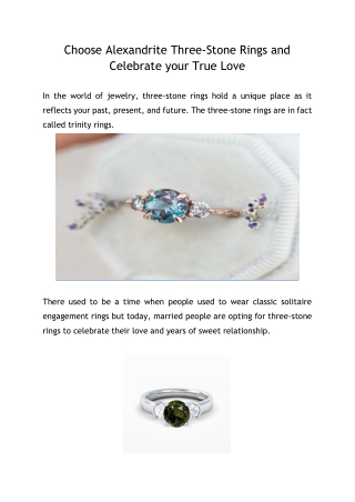 Choose Alexandrite Three Stone Rings and Celebrate your True Love