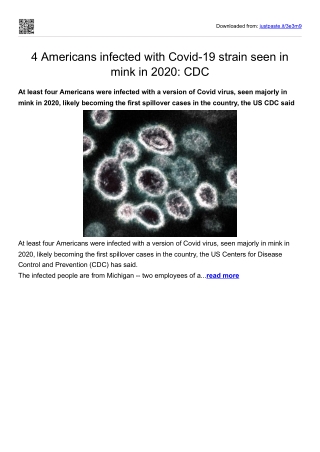 4 Americans infected with Covid-19 strain seen in mink in 2020-CDC