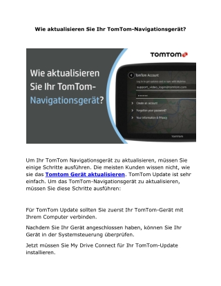 Wie aktualisieren Sie Ihr TomTom