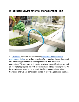 Integrated Environmental Management Plan