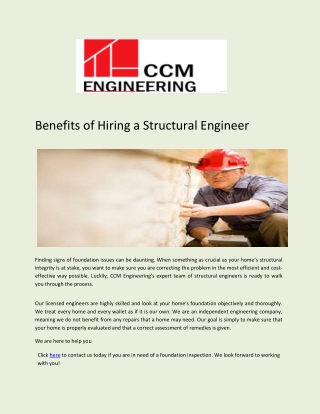 Benefits of Hiring a Structural Engineer Dallas, TX - CCM Engineering